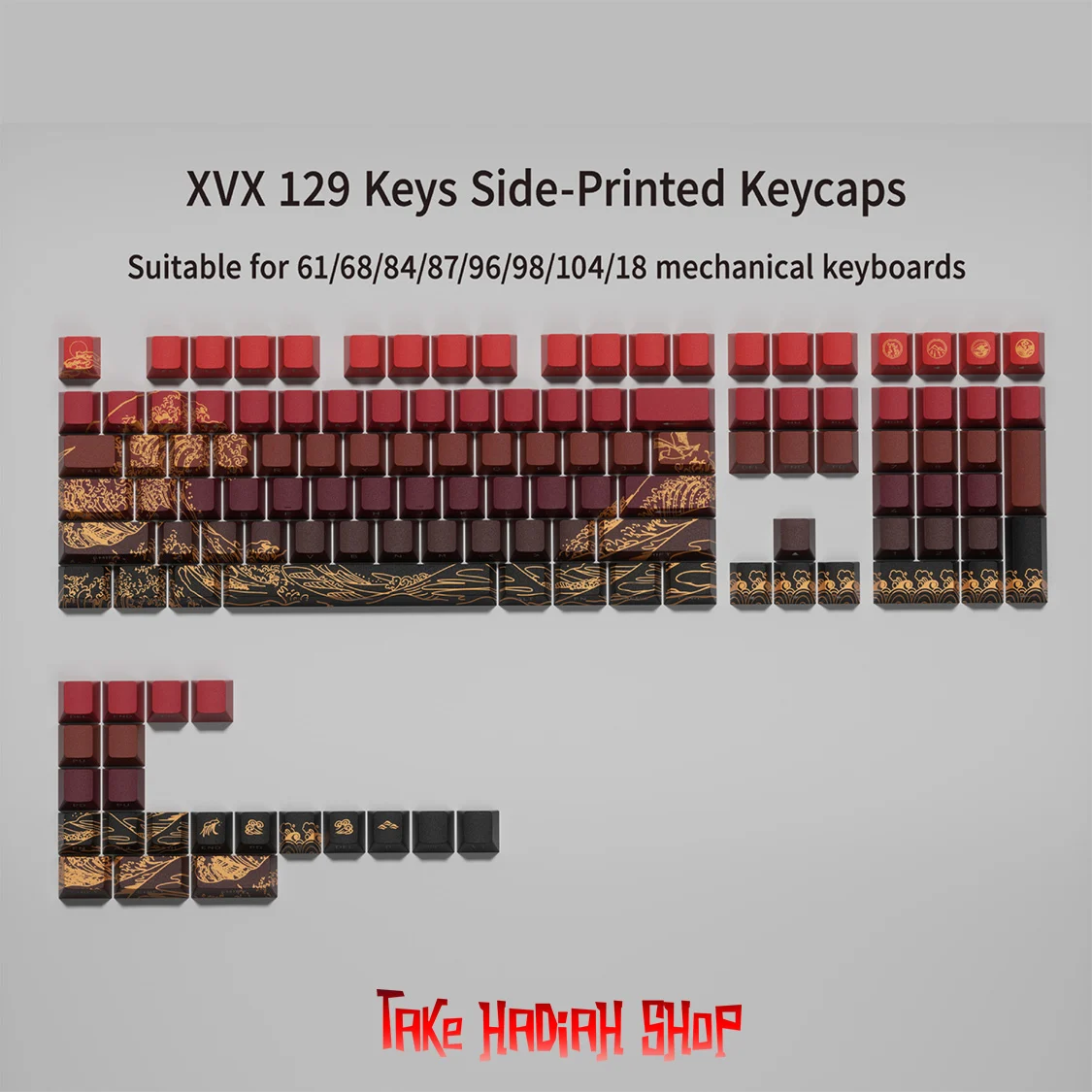 XVX “Ukiyo-e” The Great Wave Keycaps – Side Engraved ABS | 131 Keys - Image 4