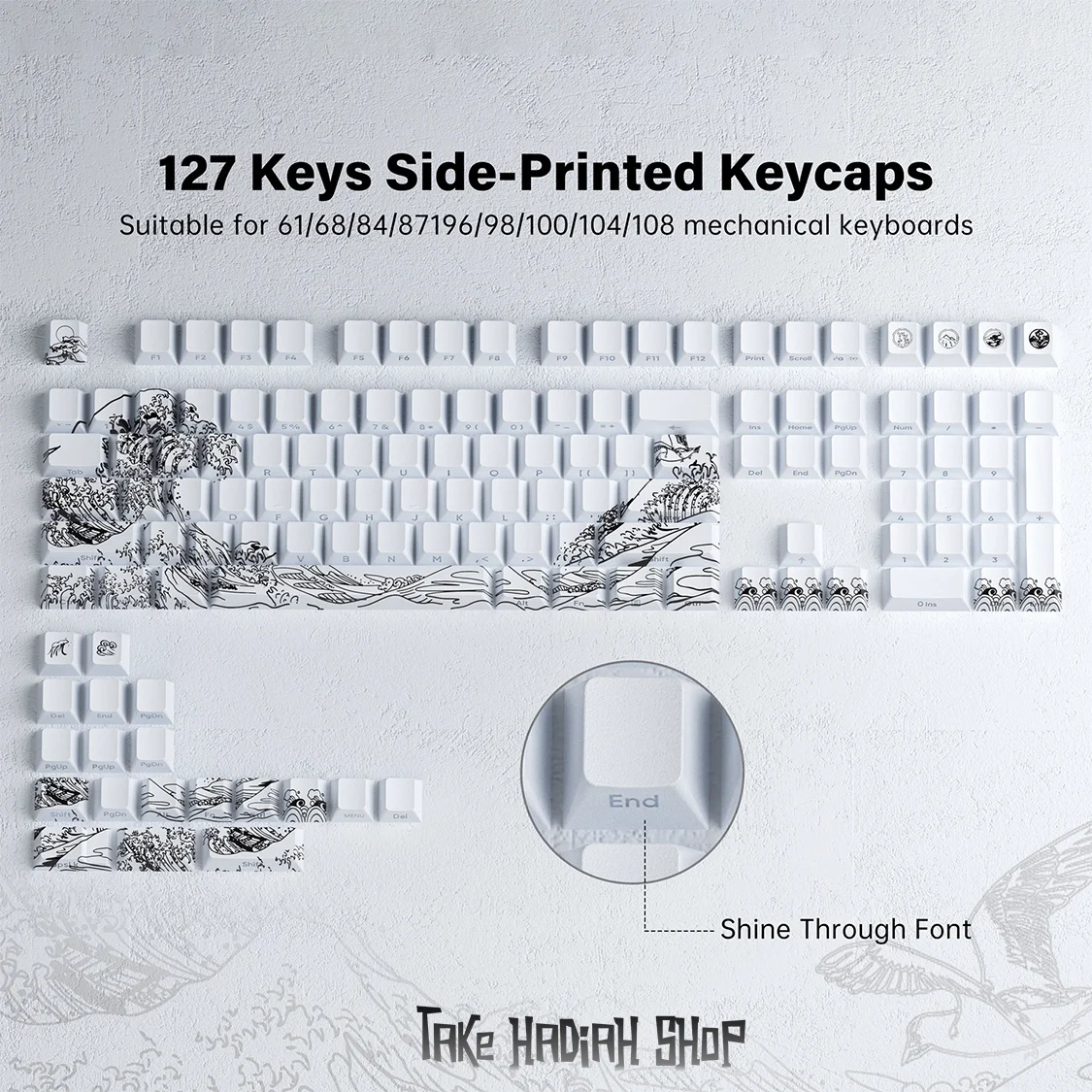 XVX “Ukiyo-e” The Great Wave Keycaps – Side Engraved ABS | 131 Keys - Image 2