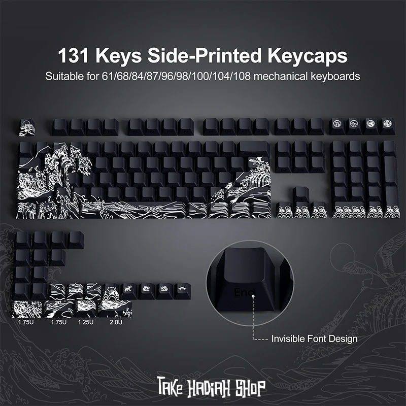 XVX “Ukiyo-e” The Great Wave Keycaps – Side Engraved ABS | 131 Keys